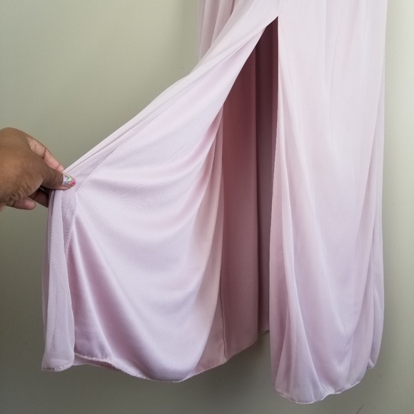 David's Bridal Long Bridesmaid Dress with Lace - Picture 4 of 8